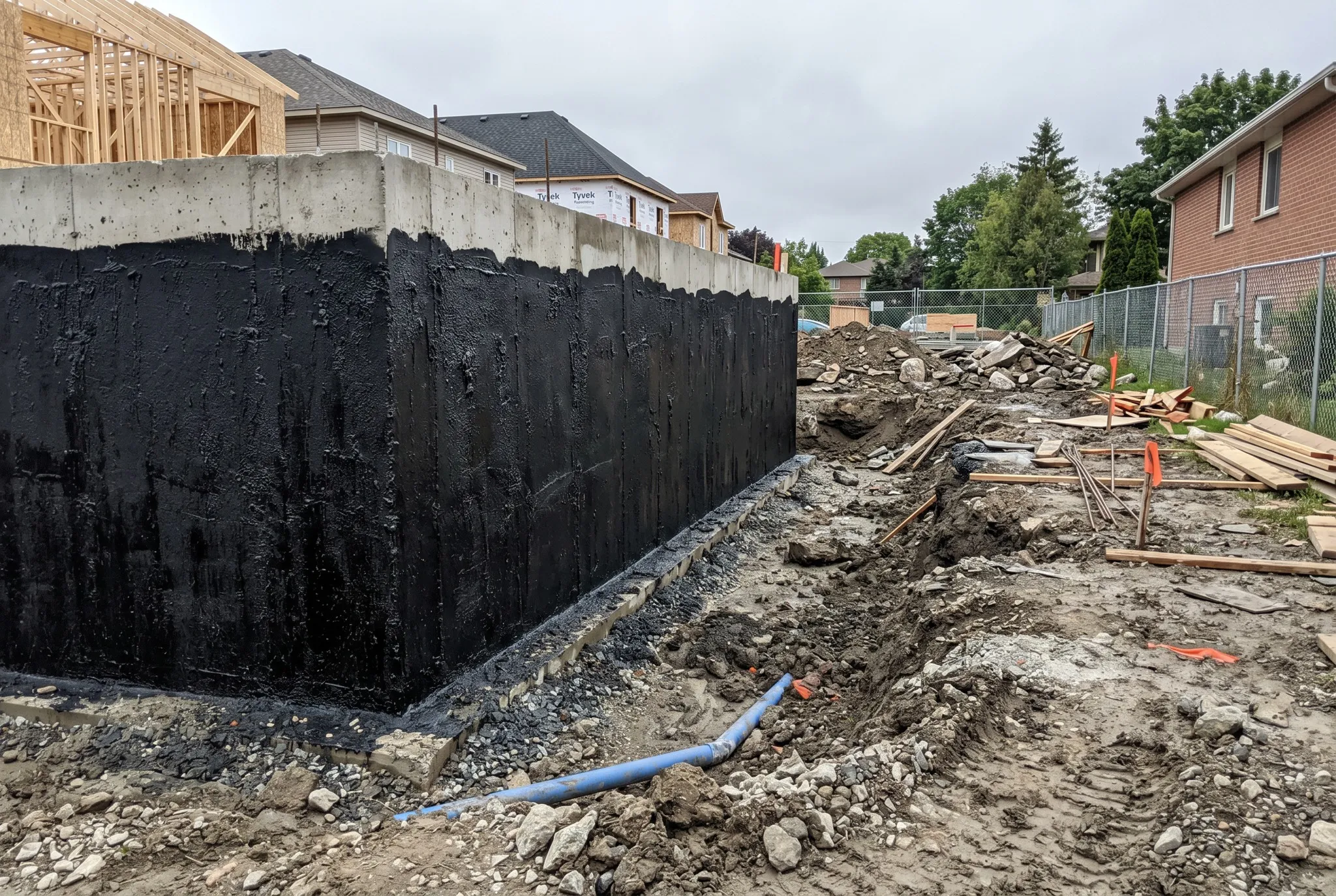 Foundation waterproofing work, Southern Ontario