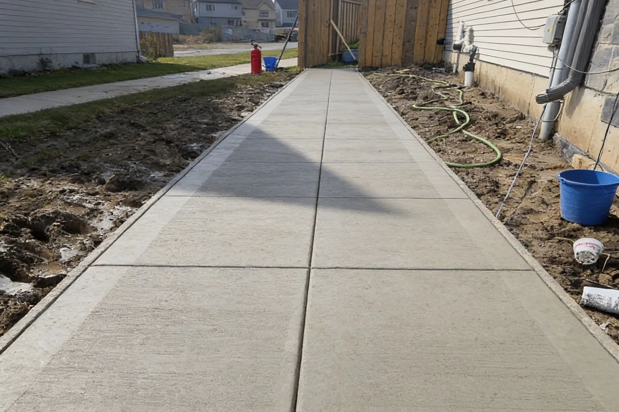 A new concrete driveway at a residential home, Southern Ontario