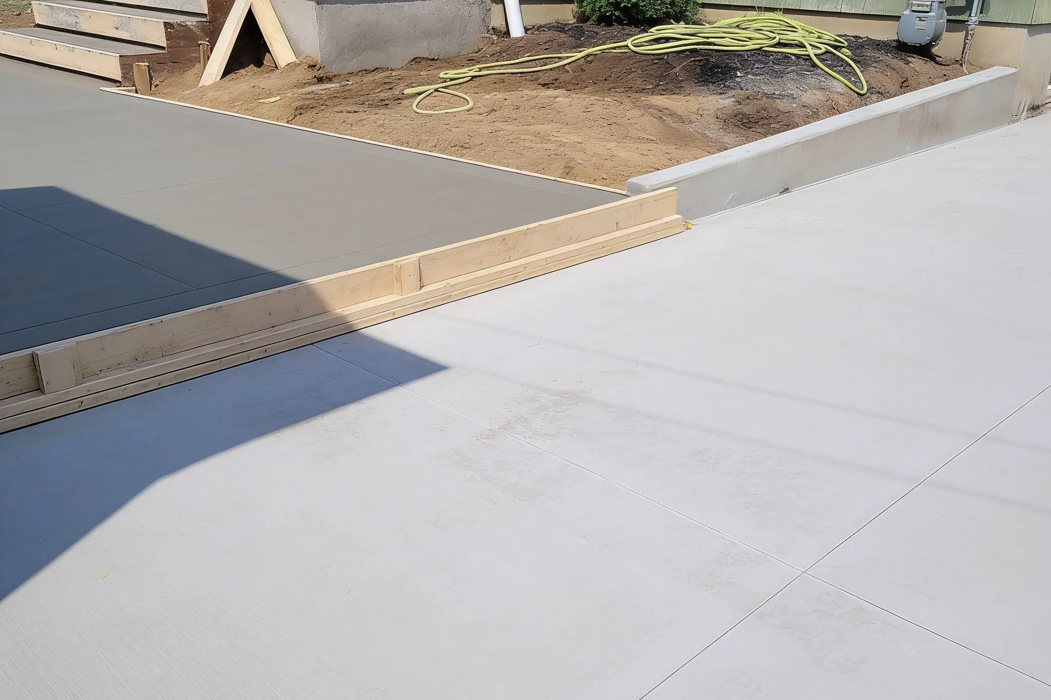 A backyard concrete patio, Southern Ontario