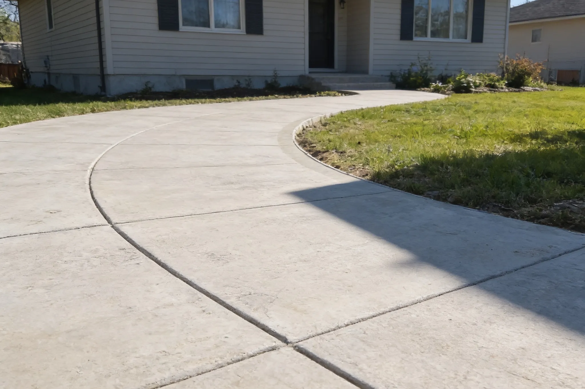 A finished concrete driveway at a Southern Ontario home