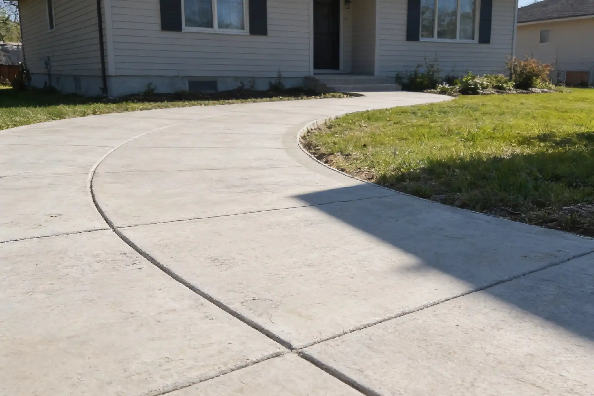 A finished concrete driveway at a Southern Ontario home