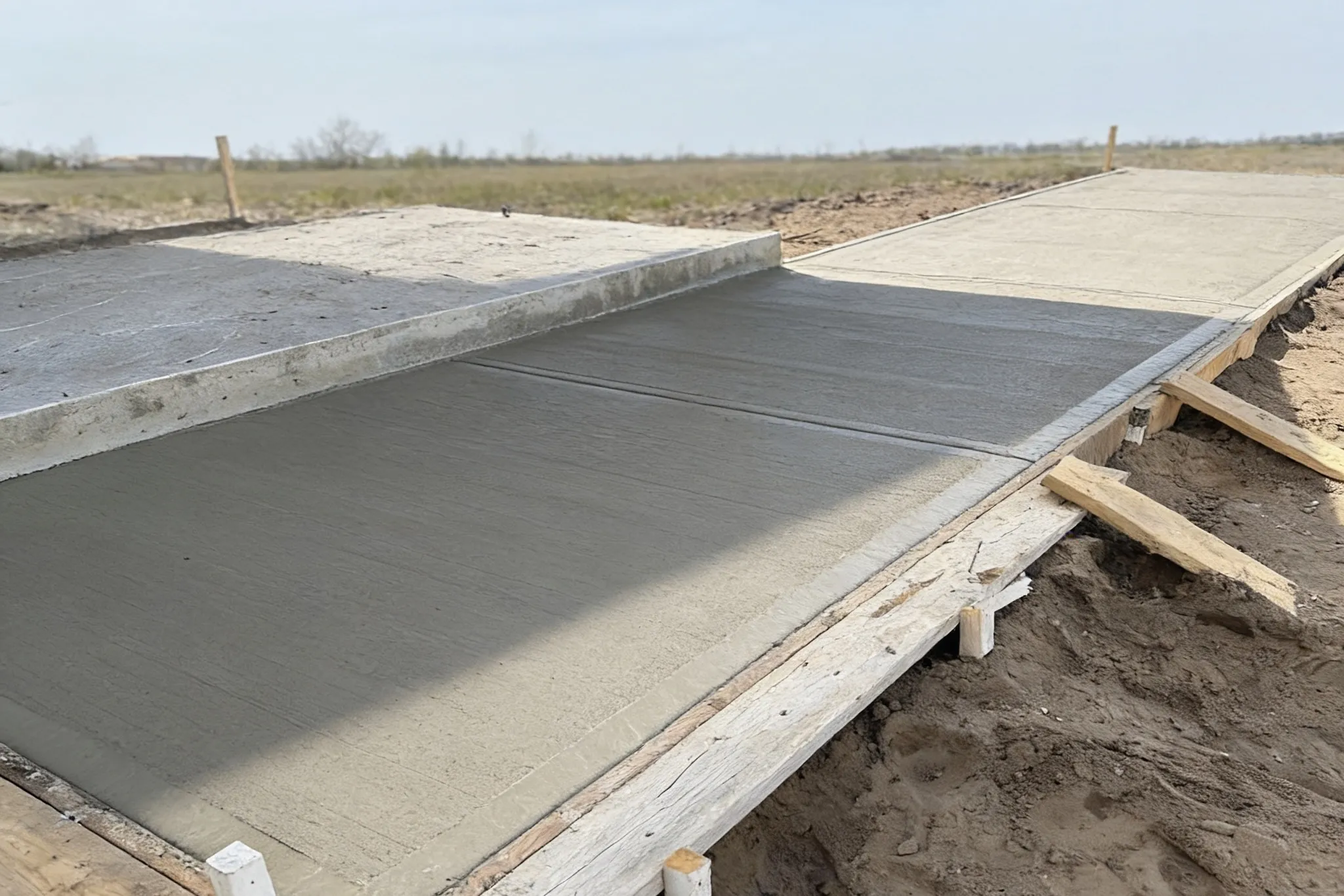 A poured concrete slab and garage pad, Southern Ontario